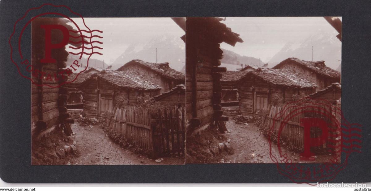 Alte Fotografie: EVOLENA VAL DHEREMENS VS Valais SUISSE SUIZA SCHWEIZ switzerland +-17*9CM ESTEREOSCOPICA STEREOSC