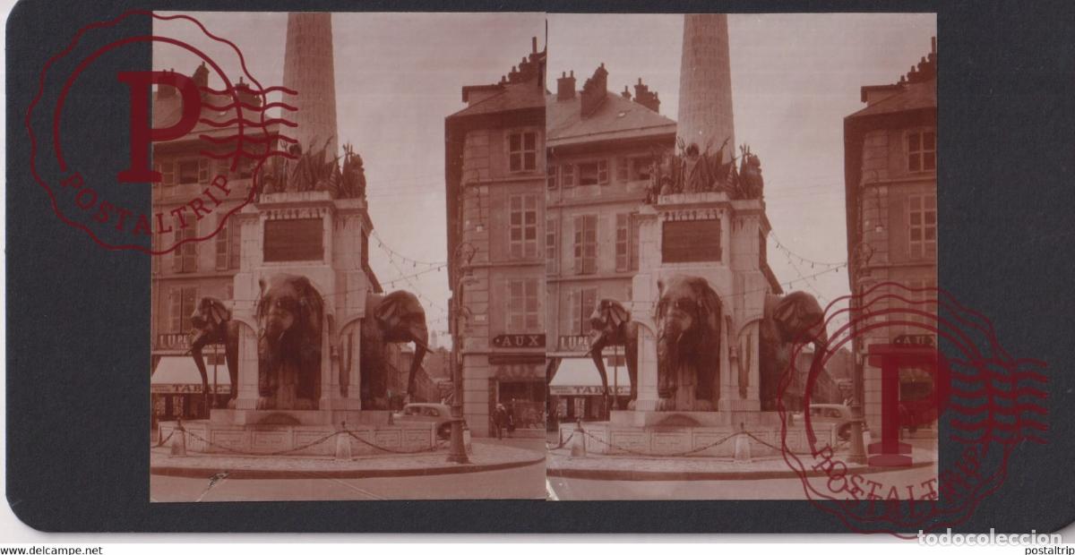 Photographie ancienne: Savoie 73 CHAMBERY Fontaine des El&eacute;phants +-17*9CM ESTEREOSCOPICA STEREOSCOPIC francestereo