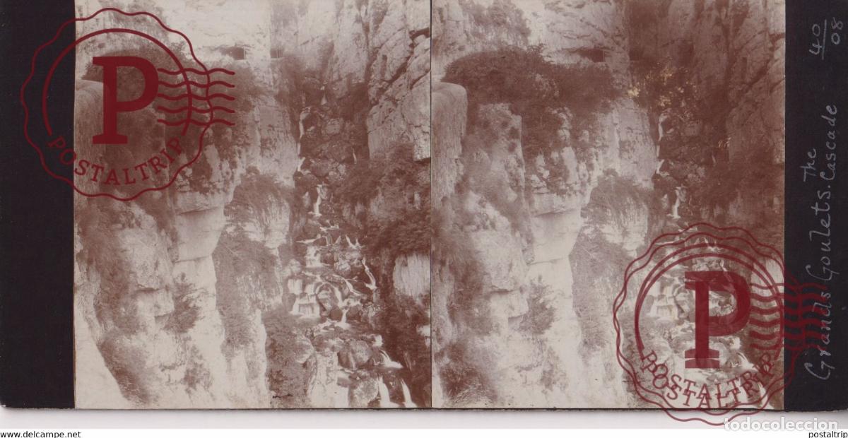 Fotograf&iacute;a antigua: GRANDS GOULETS THE CASCADE FRANCE +-17*9CM ESTEREOSCOPICA STEREOSCOPIC francestereo