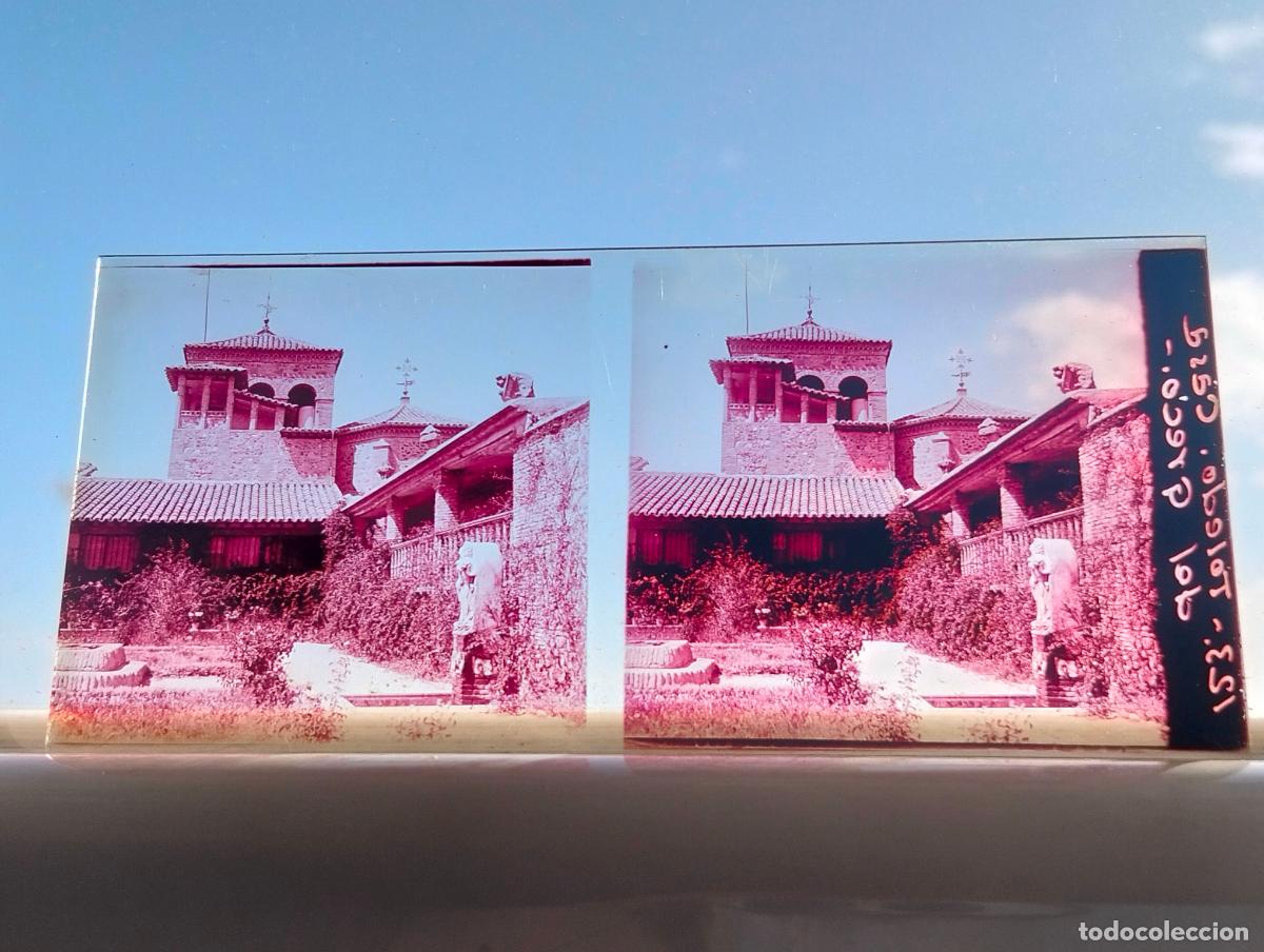 Fotograf&iacute;a antigua: TOLEDO CASA DEL GRECO VISTA ESTEREOSCOPICA EN CRISTAL 5,8 X 13 CM