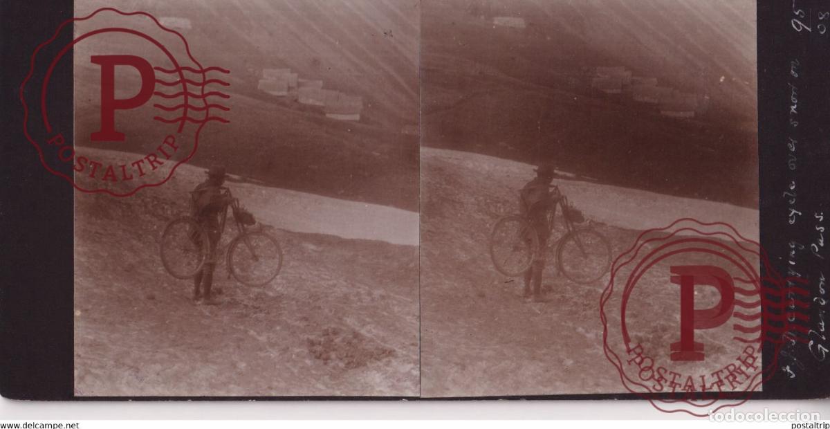 Fotograf&iacute;a antigua: FLANDON PASS BICI VELO FIETS FRANCE +-17*9CM ESTEREOSCOPICA STEREOSCOPIC francestereo