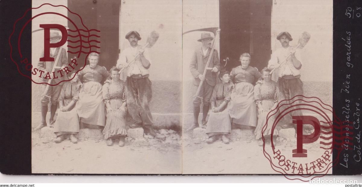 Fotograf&iacute;a antigua: COL DE CABRE 05 Hautes Alpes LES DEMOISELLES BIEN GARDEES +-17*9CM ESTEREOSCOPICA STEREOSCOPIC franc