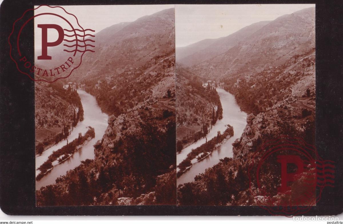 Fotograf&iacute;a antigua: VALLEE DU TARN AUVERGNE MONTMIRAT +-17*10CM ESTEREOSCOPICA STEREOSCOPIC francestereo