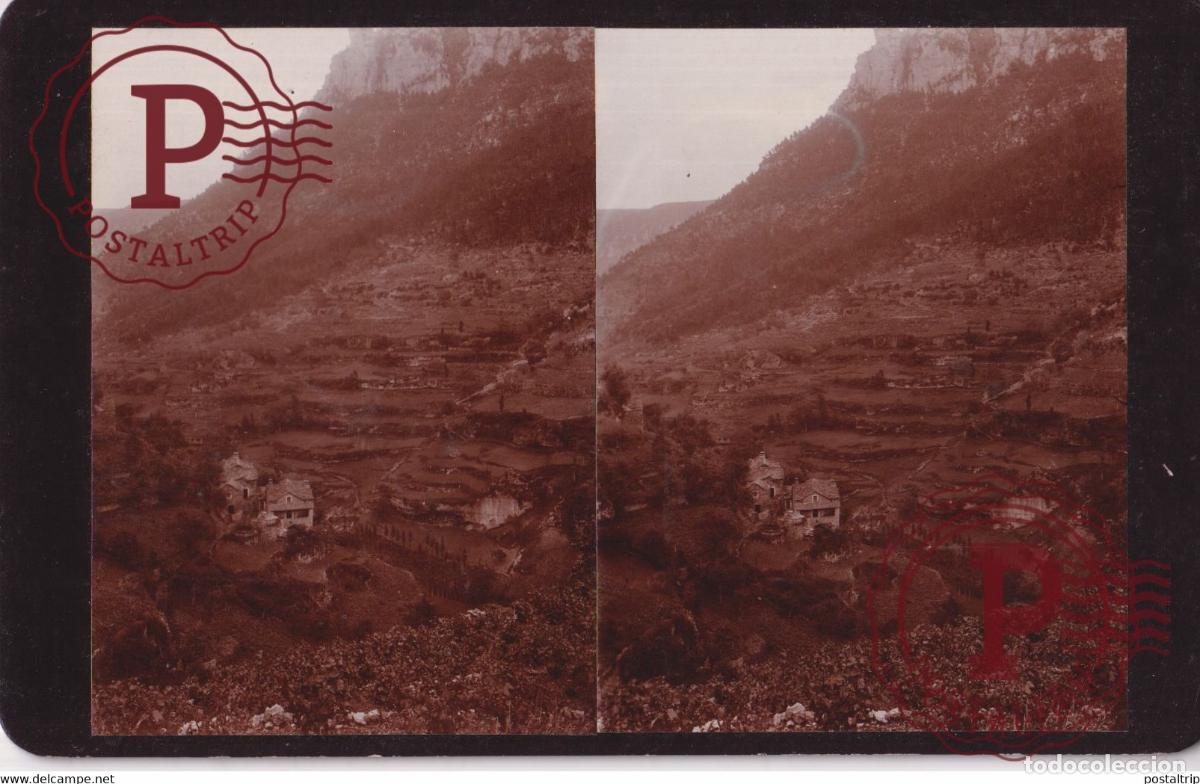 Alte Fotografie: VILLAGE VALLE DU RIVIERE JONTE AUVERGNE FRANCE +-17*10CM ESTEREOSCOPICA STEREOSCOPIC francestereo