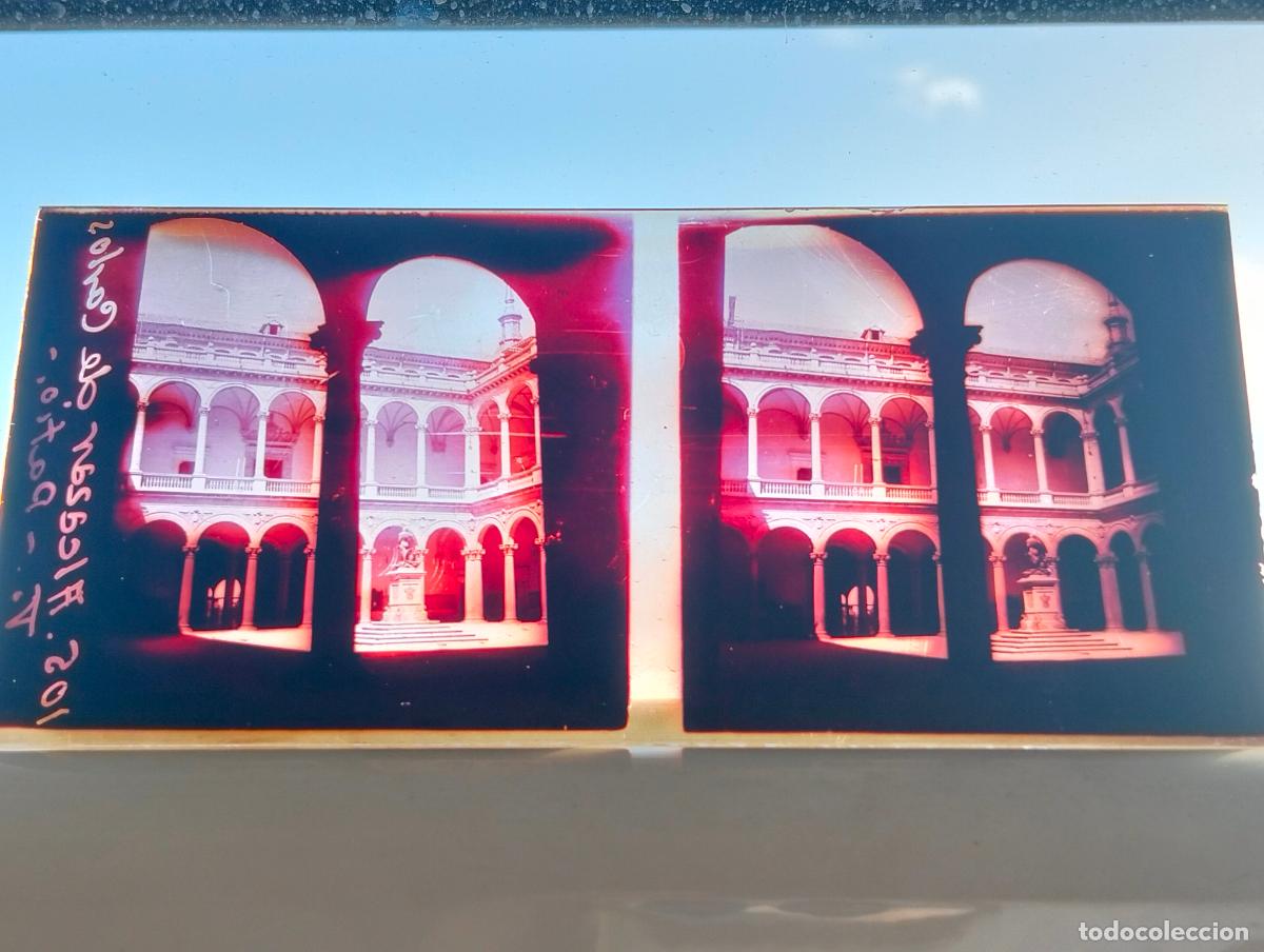 Alte Fotografie: TOLEDO ALCAZAR VISTA ESTEREOSCOPICA EN CRISTAL 5,8 X 13 CM