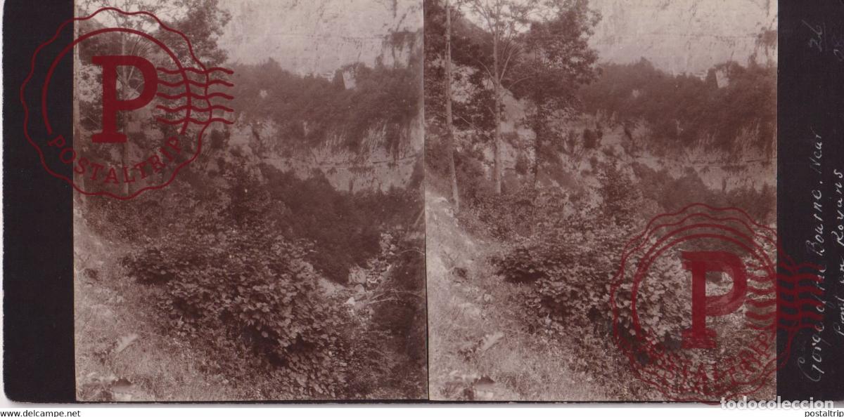 Fotograf&iacute;a antigua: Gorges de la Bourne Pont-en-Royans 05 Hautes Alpes FRANCE +-17*9CM ESTEREOSCOPICA STEREOSCOPIC franc