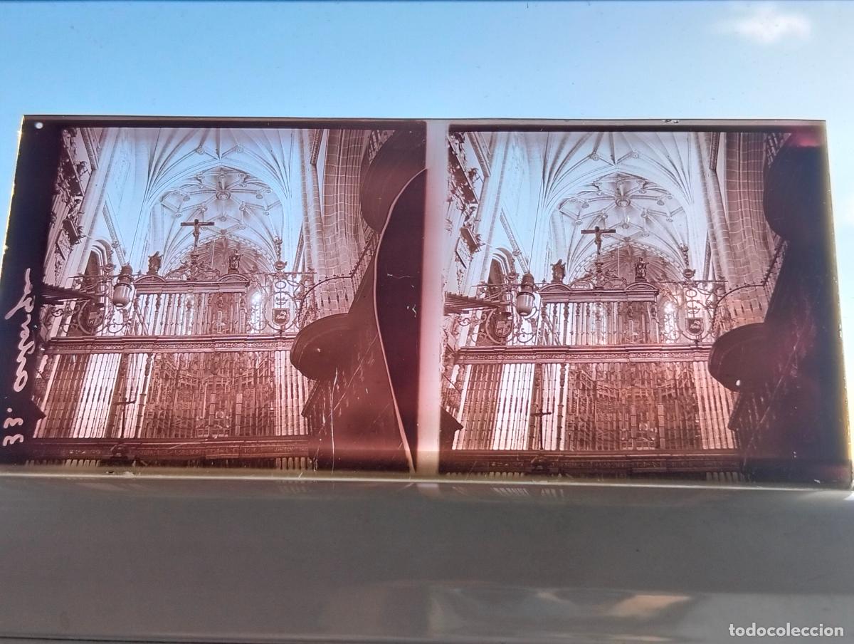 Fotograf&iacute;a antigua: ASTORGA CATEDRAL VISTA ESTEREOSCOPICA EN CRISTAL 5,8 X 13 CM
