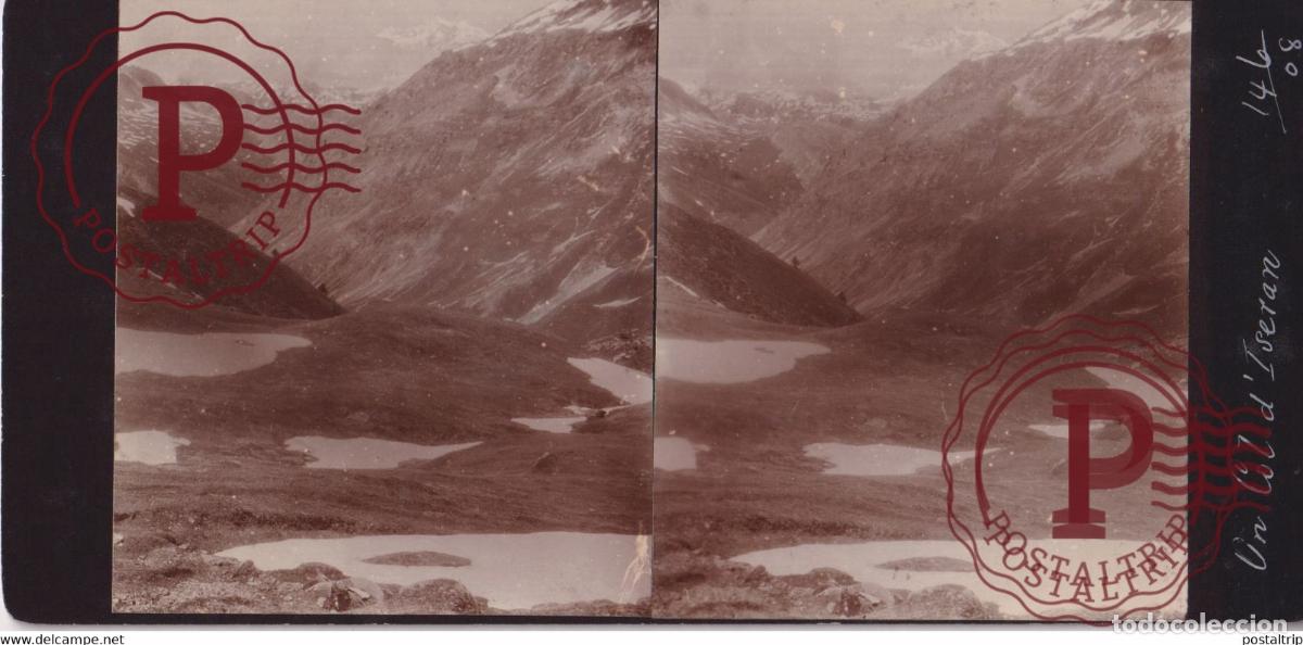 Fotograf&iacute;a antigua: Col de lIseran 73 Savoie 1908 FRANCE +-17*9CM ESTEREOSCOPICA STEREOSCOPIC francestereo