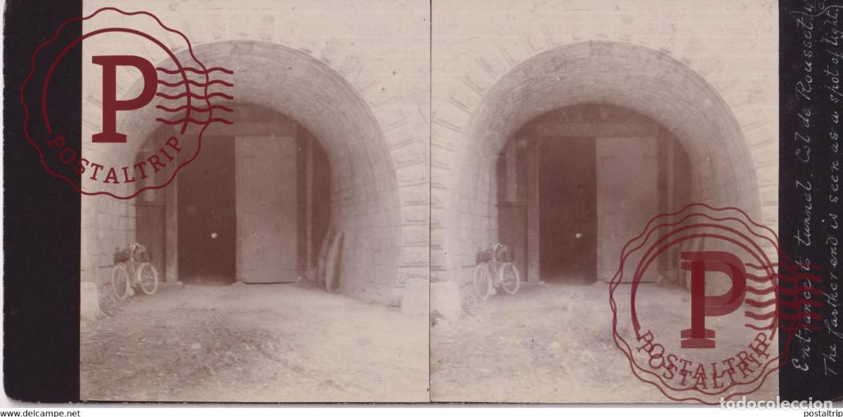 Fotograf&iacute;a antigua: COL DU ROUSSET le tunnel 26 Dr&ocirc;me 1908 BICI VELO FIETS FRANCE +-17*9CM ESTEREOSCOPICA STEREOSCOPIC f