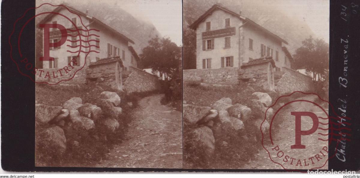 Fotograf&iacute;a antigua: 28] Eure et Loir Bonneval 1908 CHALET HOTEL +-17*9CM ESTEREOSCOPICA STEREOSCOPIC francestereo