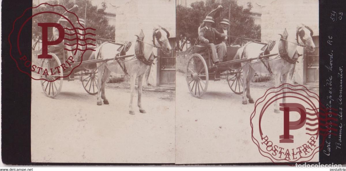 Fotograf&iacute;a antigua: Baume des Arnauds 05 Hautes Alpes ATTELAGE FRANCE 1908 +-17*9CM ESTEREOSCOPICA STEREOSCOPIC frances