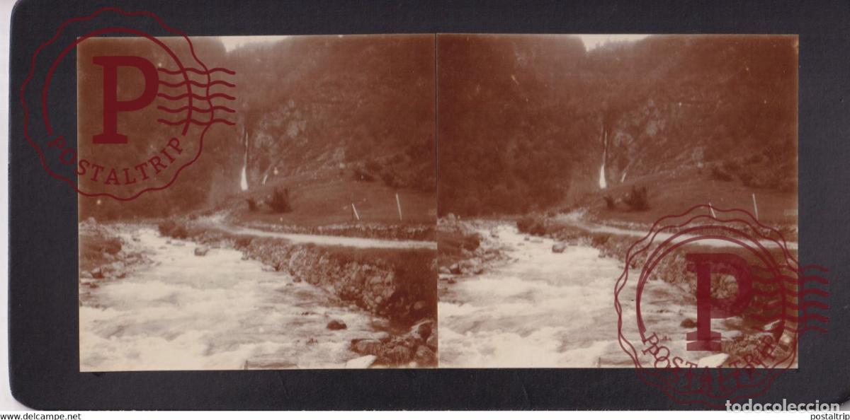 Fotograf&iacute;a antigua: VALLEE DU LYS CHUTE 31 Haute Garonne Luchon +-17*9CM ESTEREOSCOPICA STEREOSCOPIC francestereo