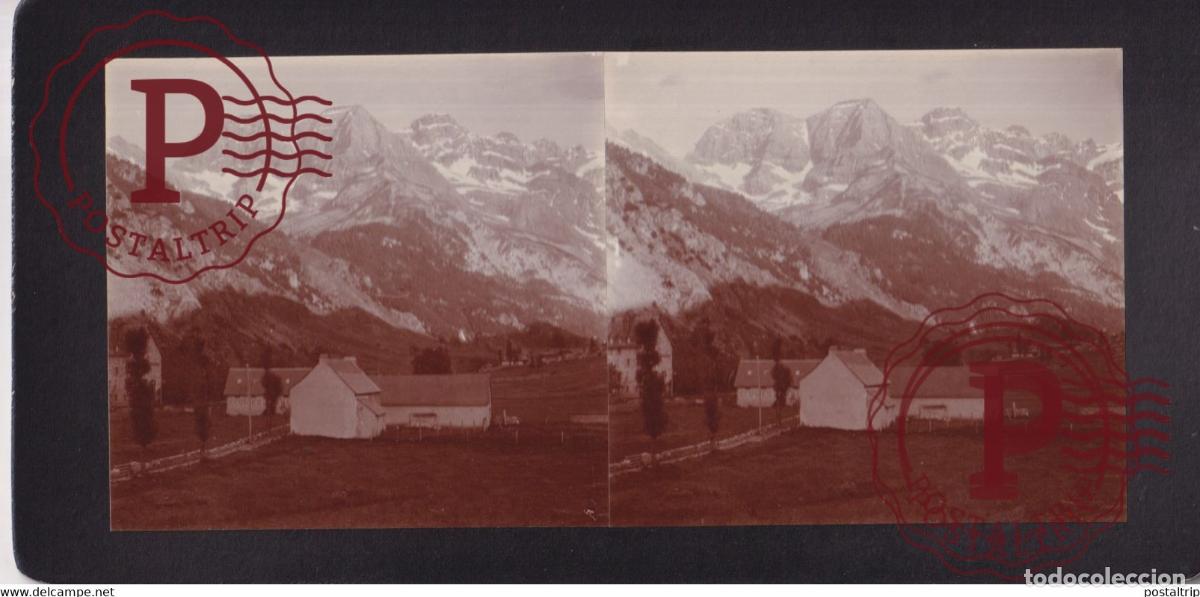 Fotograf&iacute;a antigua: 65] Hautes Pyr&eacute;n&eacute;es AT GAVARNIE MONT MARBORE FRONTIERE ESPA&Ntilde;OL SPAIN +-17*9CM ESTEREOSCOPICA STERE