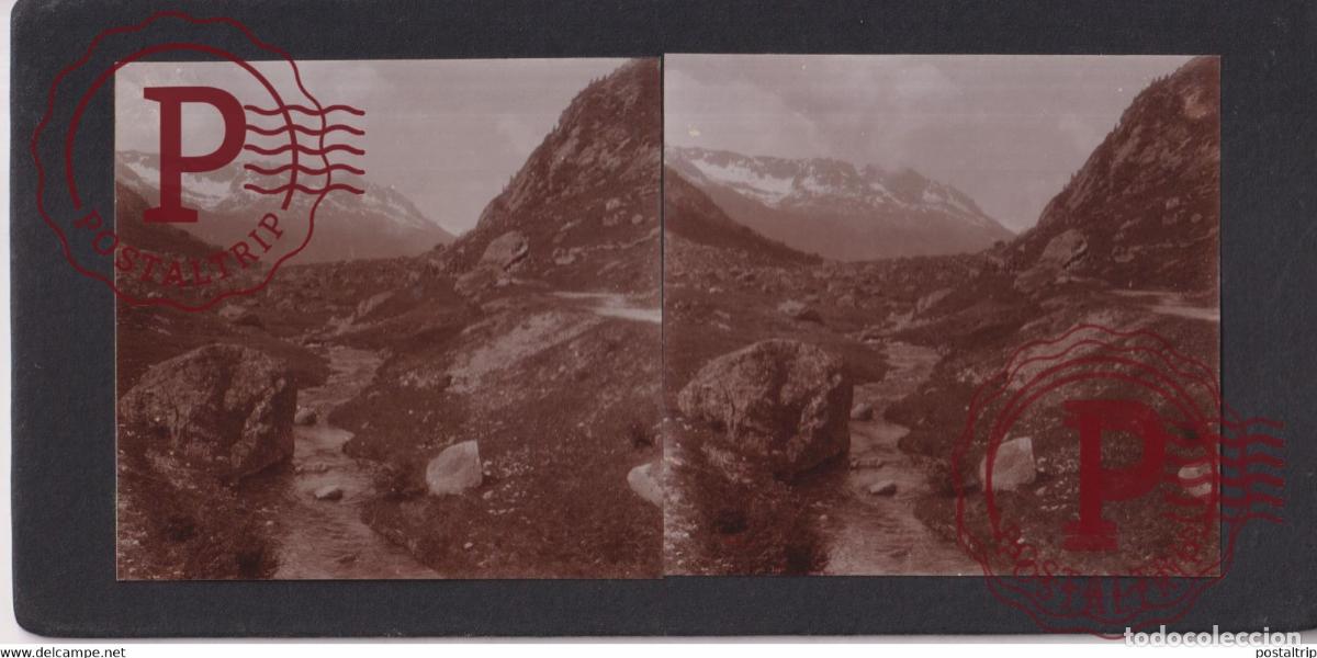 Fotograf&iacute;a antigua: 74] Haute Savoie COL DES MONTETS BETWEEN CHAMONIX A VALLORCINE +-17*9CM ESTEREOSCOPICA STEREOSCOPI
