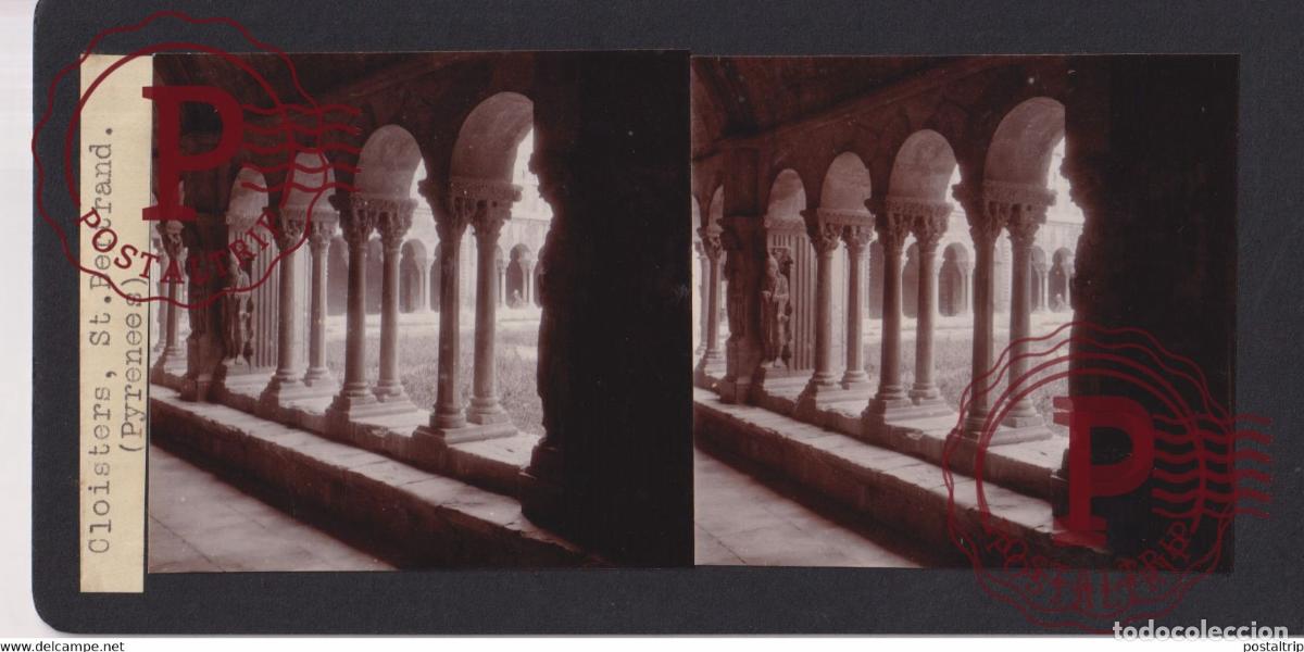 Fotograf&iacute;a antigua: CLOISTERS ST BERTRAND PYRENEES FRANCE +-17*9CM ESTEREOSCOPICA STEREOSCOPIC francestereo