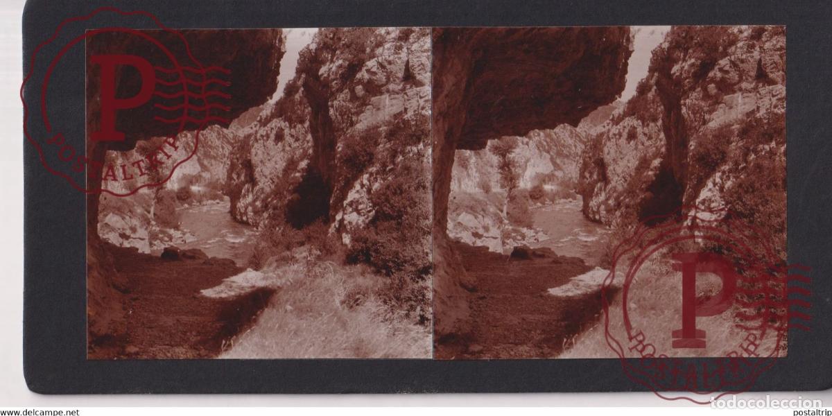 Fotograf&iacute;a antigua: GORGE 65 Hautes Pyr&eacute;n&eacute;es FRANCE +-17*9CM ESTEREOSCOPICA STEREOSCOPIC francestereo