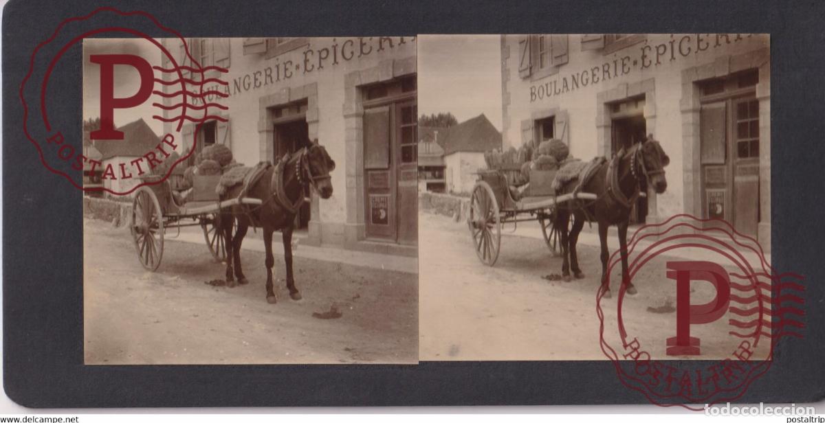 Fotografia antica: MAGAZIN BOULANGERIE EPICERIE FRANCE +-17*9CM ESTEREOSCOPICA STEREOSCOPIC francestereo