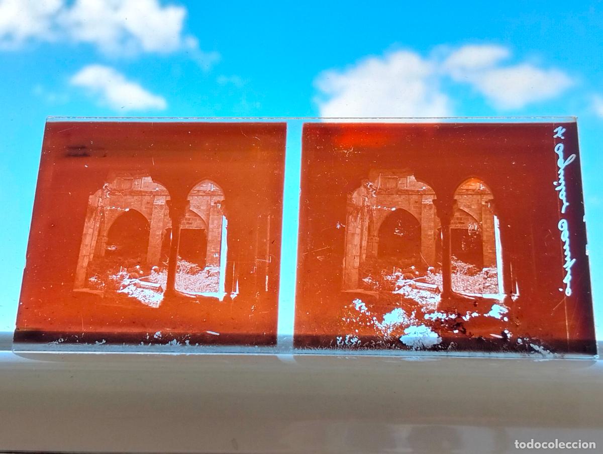 Fotograf&iacute;a antigua: AGUILAR DE CAMPOO PALENCIA VISTA ESTEREOSCOPICA EN CRISTAL 5,8 X 13 CM