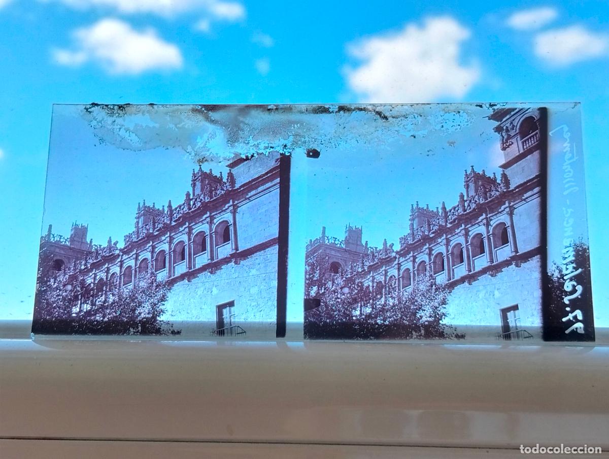 Fotograf&iacute;a antigua: SALAMANCA PALACIO DE MONTERREY VISTA ESTEREOSCOPICA EN CRISTAL 5,8 X 13 CM