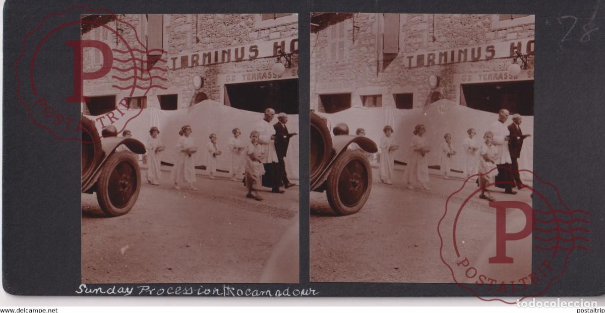Antique Photography: 46] Lot Rocamadour PROCESSION FRANCE +-17*9CM ESTEREOSCOPICA STEREOSCOPIC francestereo