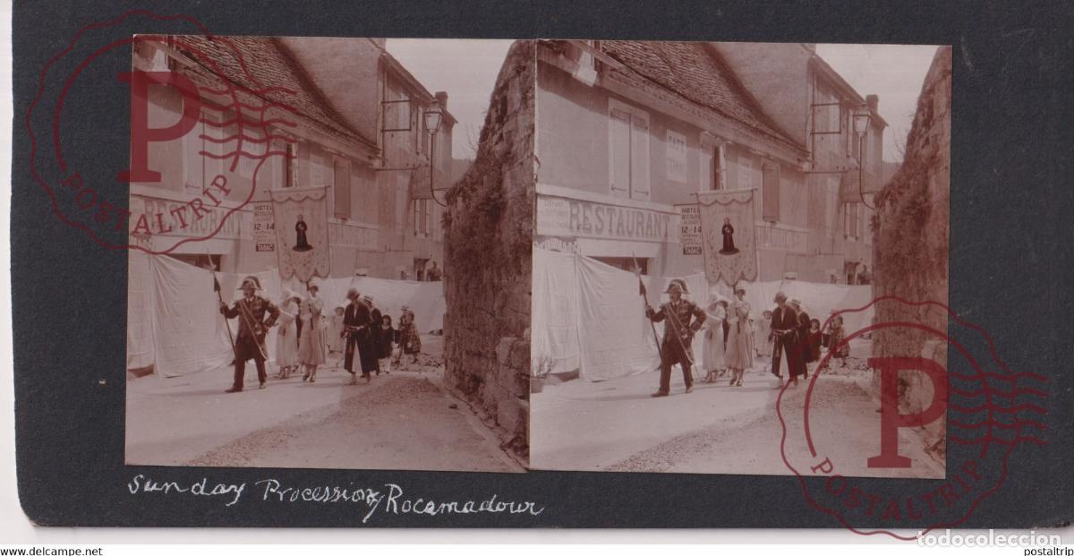 Antique Photography: 46] Lot Rocamadour PROCESSION FRANCE +-17*9CM ESTEREOSCOPICA STEREOSCOPIC francestereo