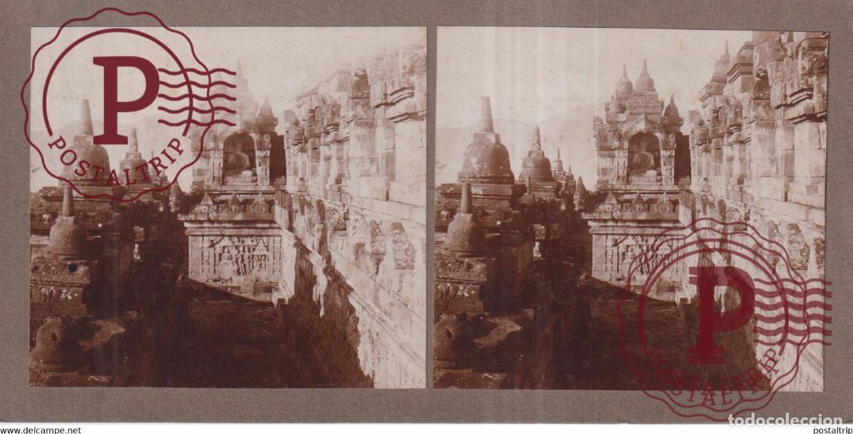 Fotograf&iacute;a antigua: GANG BOEROENOEDOER ASIA INDONESIE INDONESIA +-18*9CM ESTEREOSCOPICA STEREOSCOPIC