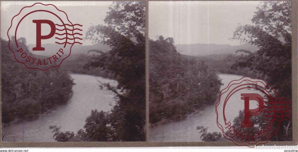 Fotograf&iacute;a antigua: TJITAROEM WEG TJIMAHI KOPO ASIA INDONESIE INDONESIA Dutch East Indies +-18*9CM ESTEREOSCOPICA STERE