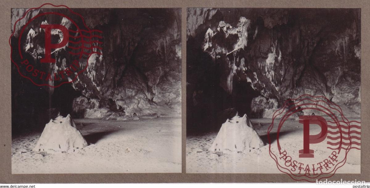 Fotograf&iacute;a antigua: GROT BIJ IDJOE BANJOEMAS ASIA INDONESIE INDONESIA Dutch East Indies +-18*9CM ESTEREOSCOPICA STEREO