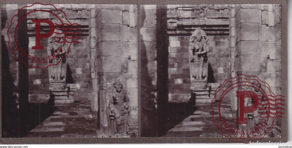 Fotografia antiga: BEELD TJANDI MENDOET ASIA INDONESIE INDONESIA Dutch East Indies +-18*9CM ESTEREOSCOPICA STEREOSCOPIC