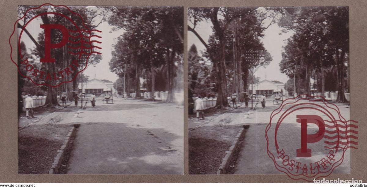 Alte Fotografie: BANDOENG RESIDENTIEWEG ASIA INDONESIE INDONESIA Dutch East Indies +-18*9CM ESTEREOSCOPICA STEREOS