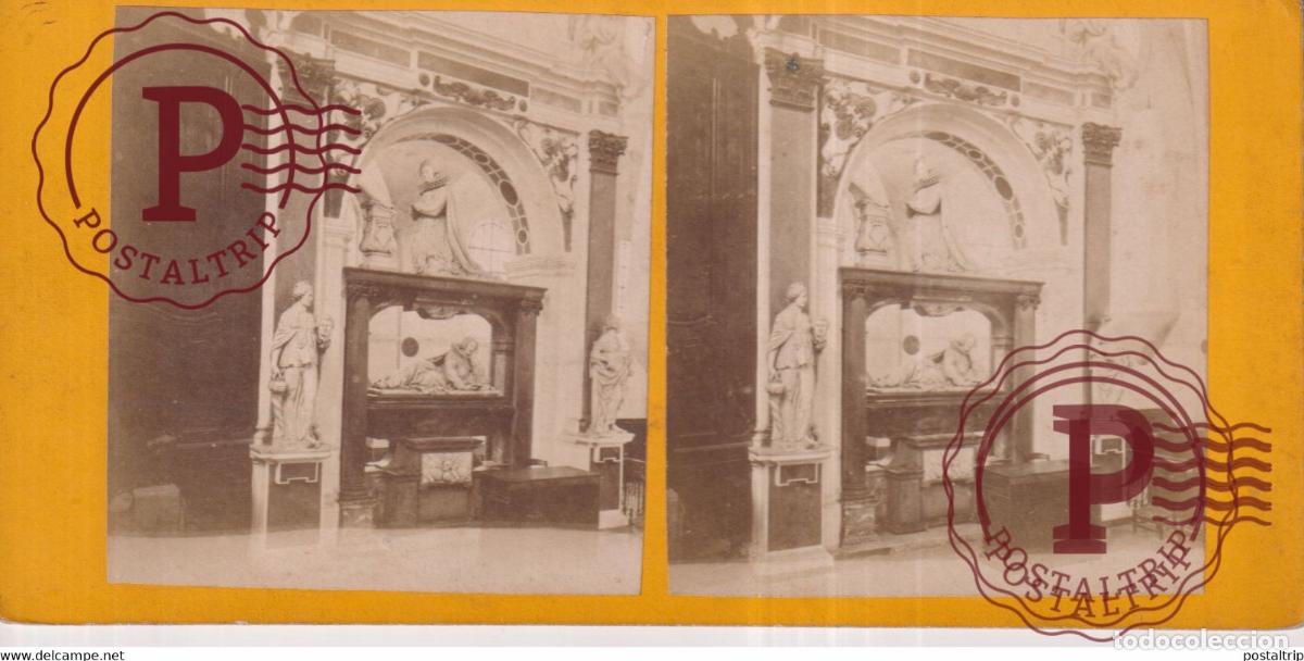 Alte Fotografie: TOMBEAU DE CHARLEMAGNE &Aacute; SAINT DENIS +-17.5*8.5CM ESTEREOSCOPICA STEREOSCOPIC