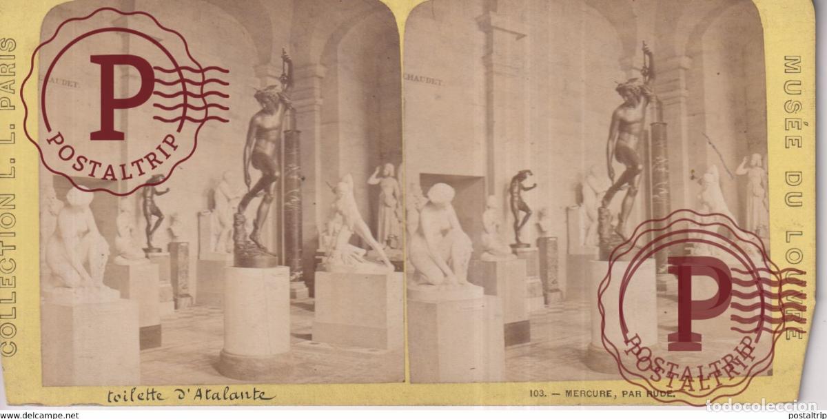 Fotograf&iacute;a antigua: MERCURE PAR RUDE MUS&Eacute;E DU LOUVRE PARIS LA TOILETTE DATALANTE +-17.5*9CM ESTEREOSCOPICA STEREOSCOPI