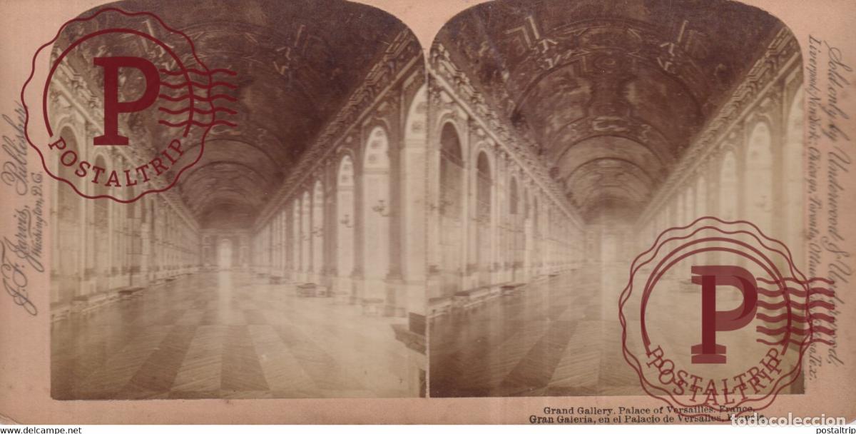 Fotograf&iacute;a antigua: GRAND GALLERY PALACE OF VERSAILLES FRANCE J.F. JARVIS PUBLISHER +-18*9CM ESTEREOSCOPICA STEREOSCOP