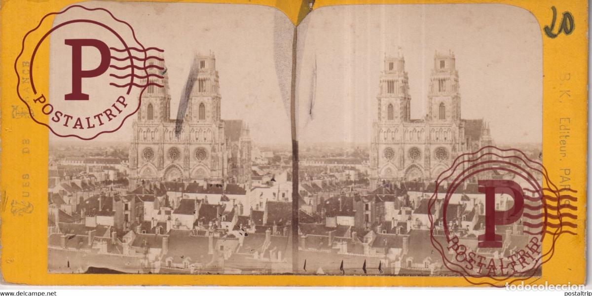 Fotograf&iacute;a antigua: VUES DE FRANCE LA CATH&Eacute;DRALE DORLEANS +-17*8.5CM ESTEREOSCOPICA STEREOSCOPIC
