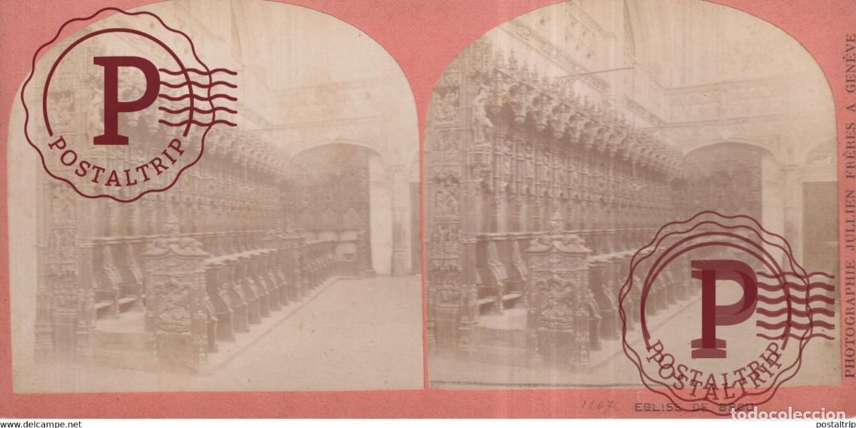 Fotograf&iacute;a antigua: EGLISE DE BROU PHOTOGRAPHIE JULLIEN FR&Egrave;RES A GEN&Egrave;VE +-18*8.5CM ESTEREOSCOPICA STEREOSCOPIC