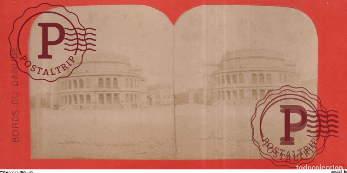 Fotograf&iacute;a antigua: BORDS DU DANUBE DRESDE LE TH&Eacute;ATRE +-17.5*9CM ESTEREOSCOPICA STEREOSCOPIC