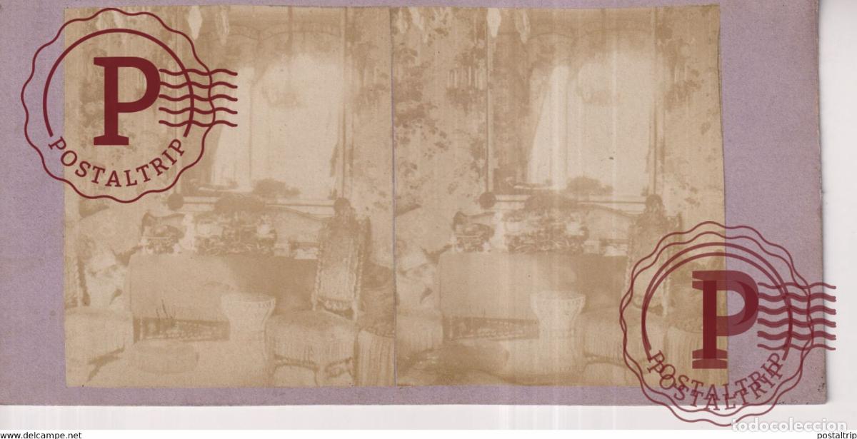 Fotograf&iacute;a antigua: VUE DU THIL 1860 SC&Egrave;NE DINT&Eacute;RIEUR FRANCE +-16.5*8CM ESTEREOSCOPICA STEREOSCOPIC