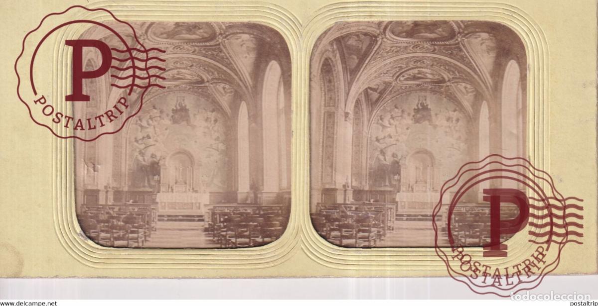 Fotograf&iacute;a antigua: CHAPELLE &Eacute;GLISE R&Eacute;SIDENCES IMP&Eacute;RIALES LES TUILERIES +-17.5*8CM ESTEREOSCOPICA STEREOSCOPIC