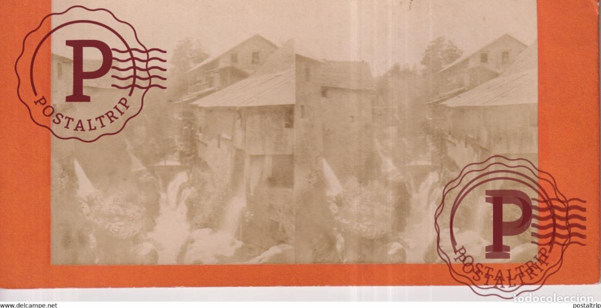 Fotograf&iacute;a antigua: CHUTES DU GR&Eacute;SY FRANCE FRANCIA +-17.5*8.5CM ESTEREOSCOPICA STEREOSCOPIC