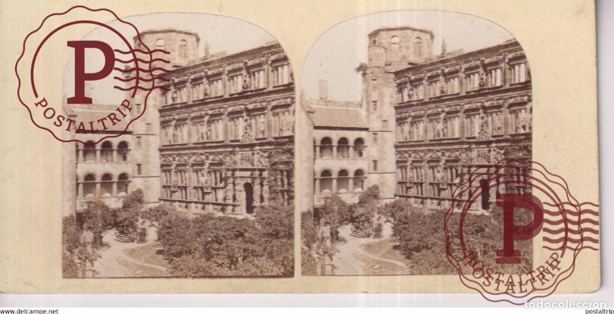 Fotograf&iacute;a antigua: BORDS DU RHIN DES CHEVALIERS HEIDELBERG ALLEMAGNE +-17*8.5CM ESTEREOSCOPICA STEREOSCOPIC