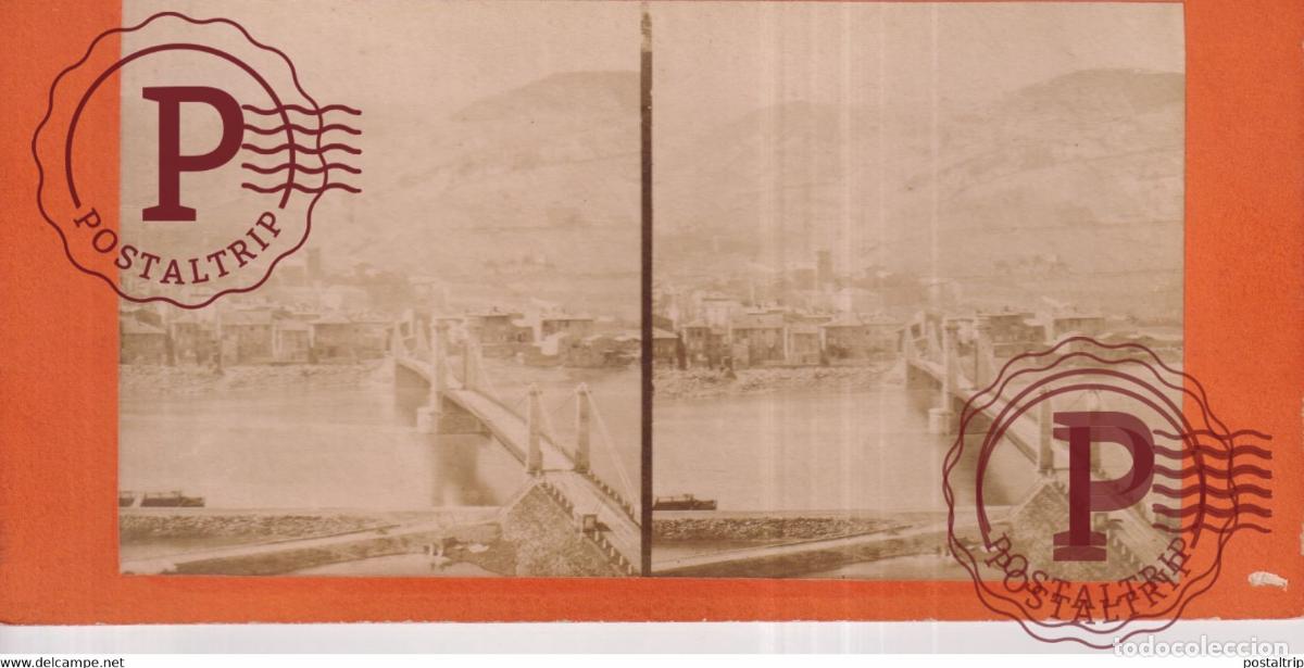 Fotograf&iacute;a antigua: PONT PRES LYON FRANCE FRANCIA +-17.5*8.5CM ESTEREOSCOPICA STEREOSCOPIC