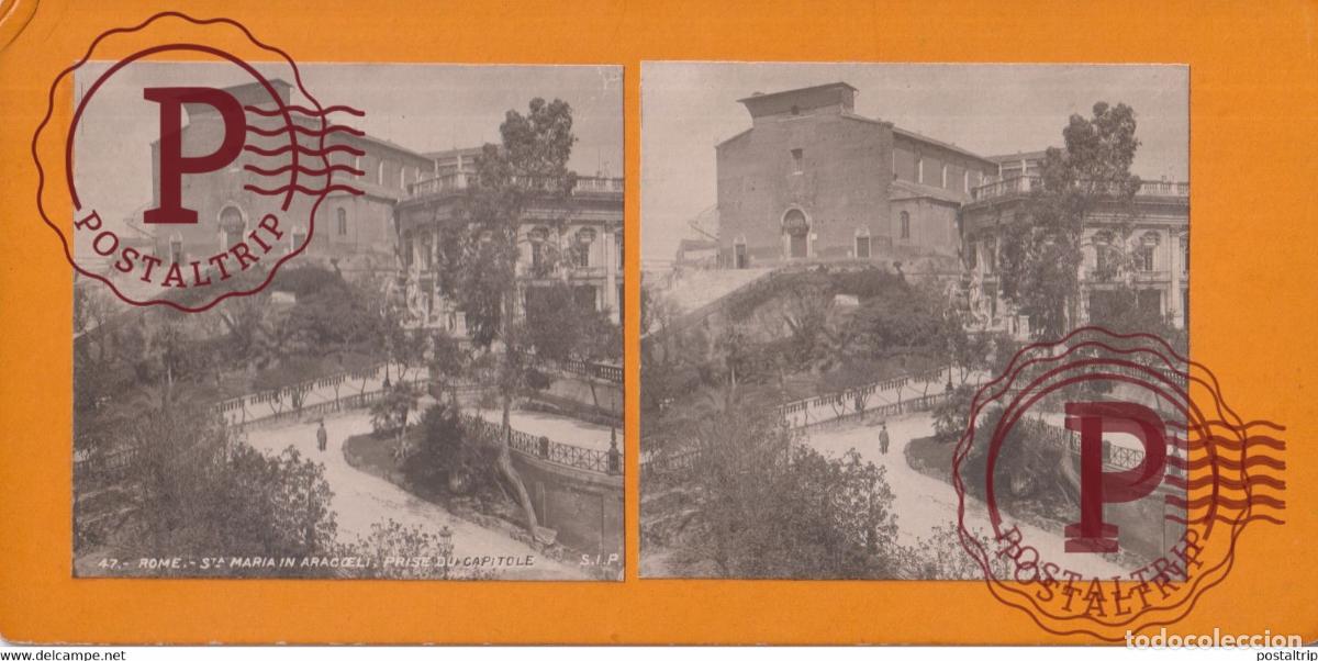 Fotograf&iacute;a antigua: St. Maria in Araceli Prise du Capitole Rome Italia Italy Italie Roma +-17.5*8.5CM ESTEREOSCOPICA STE