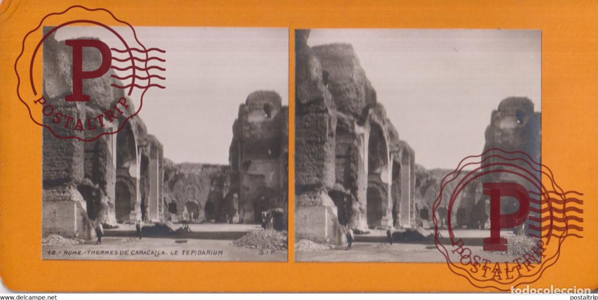 Fotograf&iacute;a antigua: Thermes de Caracalla Le Tepidarium Rome Italia Italy Italie Roma +-17.5*8.5CM ESTEREOSCOPICA STEREOS