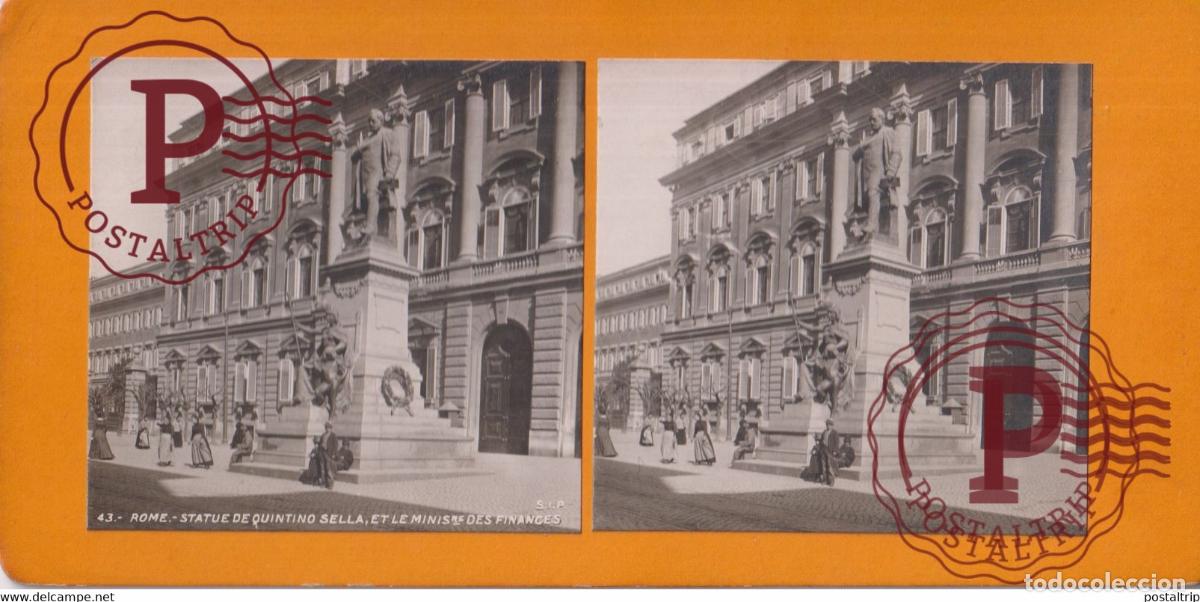 Fotograf&iacute;a antigua: Statue de Quintino Sella Et Ministre Finances Rome Italia Italy Italie Roma +-17.5*8.5CM ESTEREOSCOP