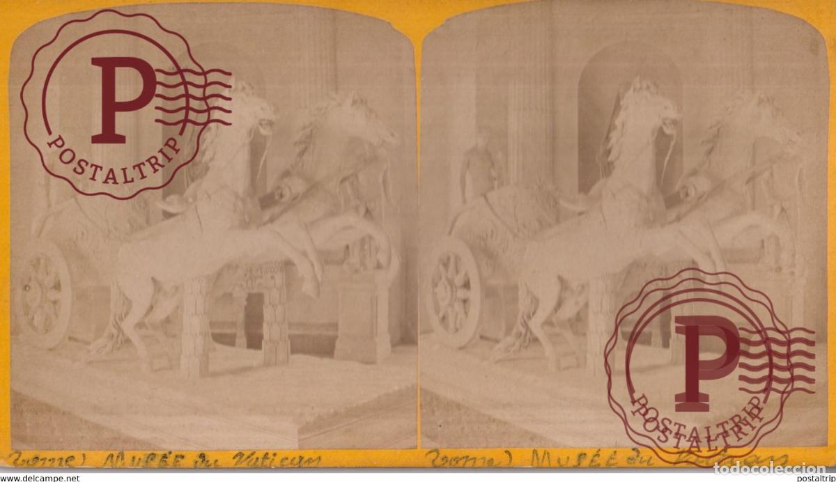 Fotografia antica: La Caise du Bige, Musee Vatican Rome Italia Italy Italie Roma +-17.5*8.5CM ESTEREOSCOPICA STEREOSCO