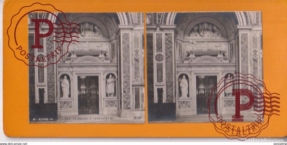 Fotografia antiga: st. Del Tombeau DInnocentum Vatican Rome Italia Italy Italie Roma +-17.5*8.5CM ESTEREOSCOPICA STERE