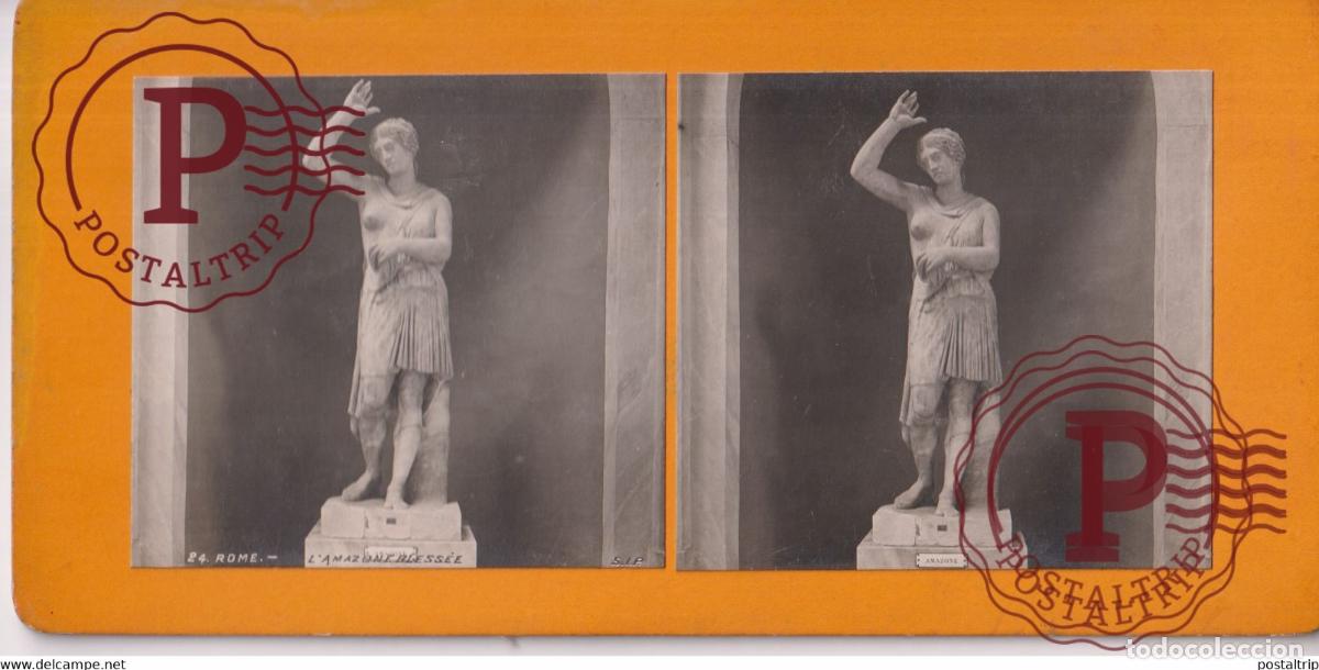 Fotografia antiga: LAmazone Blessee Vatican Rome Italia Italy Italie Roma +-17.5*8.5CM ESTEREOSCOPICA STEREOSCOPIC