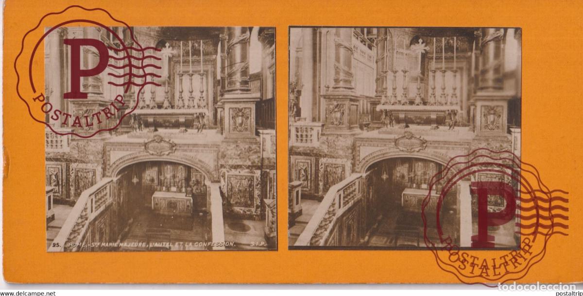Fotografia antiga: St. Marie Majeure LAutel et la Confession Rome Italia Italy Italie Roma +-17.5*8.5CM ESTEREOSCOPICA