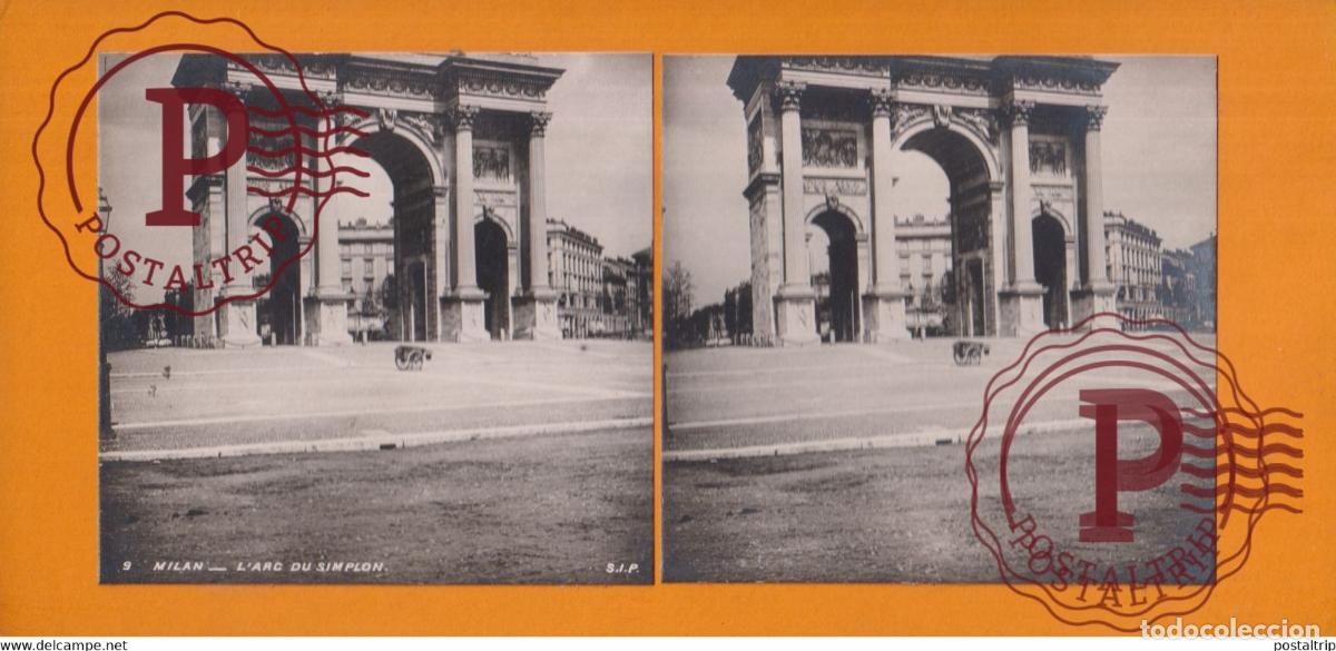 Fotograf&iacute;a antigua: LArc du Simplon Milan Italia Italy Italie Lombardie +-17.5*8.5CM ESTEREOSCOPICA STEREOSCOPIC