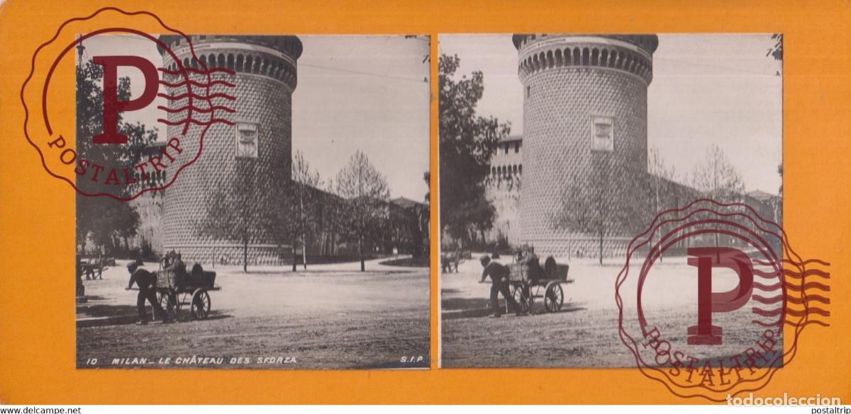 Fotograf&iacute;a antigua: Le Chateau Des Sforza Milan Italia Italy Italie Lombardie +-17.5*8.5CM ESTEREOSCOPICA STEREOSCOPIC